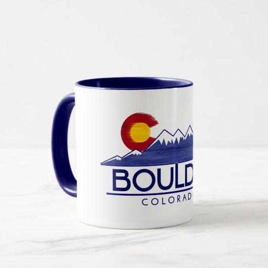 Boulder Colorado wood mountains mug マグカップ (正面左)