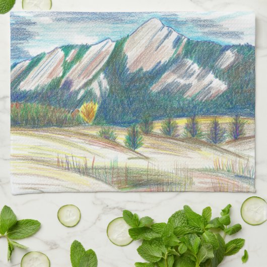 Boulder Flatirons Summer-into-Fall Kitchen Towel キッチンタオル (折り畳み)