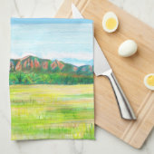 Boulder Flatirons Summer Landscape Kitchen Towel キッチンタオル (四つ折り)