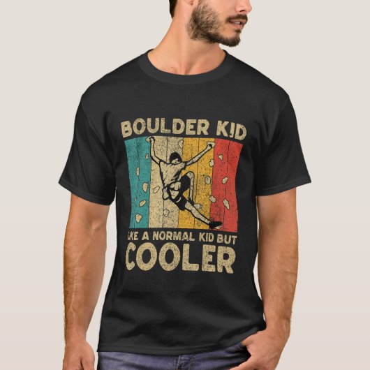 Boulder Kid Funny Rock Climbing Bouldering Kids Tシャツ (正面)