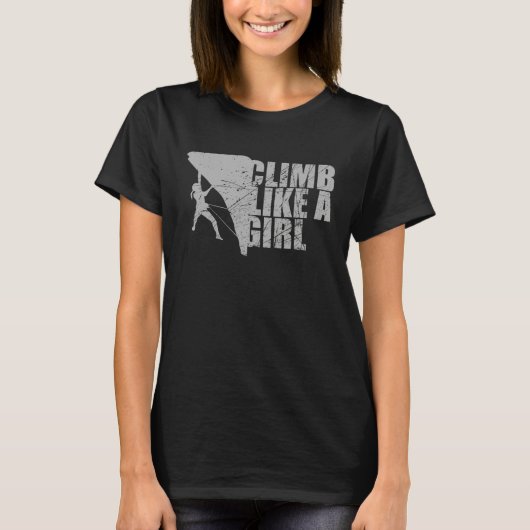 Bouldering Climb Like A Girl Tシャツ (正面)