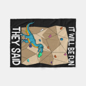 Bouldering Climber Boulderer Artificial Dinosaur C フリースブランケット (正面(横))