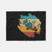 Bouldering Rock Climber Mountain Climbing - Retro  フリースブランケット (正面(横))