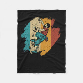 Bouldering Rock Climber Mountain Climbing - Retro  フリースブランケット