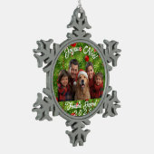 Boule de Noël Photo Famille Personnalisée スノーフレークピューターオーナメント (左)