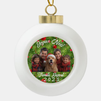Boule de Noël Photo Famille Personnalisée セラミックボールオーナメント
