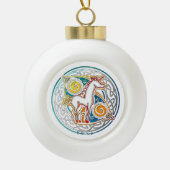 Boule En Céramique Antique licorne celtique セラミックボールオーナメント (正面)