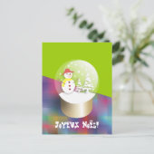 Boule neigeの雪の地球の献立表のpostale シーズンポストカード (スタンド正面)