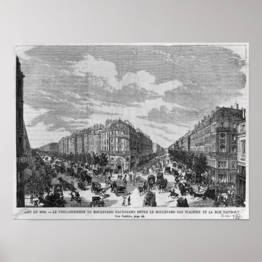 Boulevard Haussmannが間に広がった ポスター (正面)