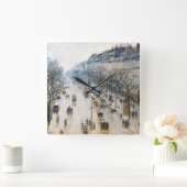 Boulevard Montmartre by Pissaro Acrylic Wall Clock スクエア壁時計 (ホーム)
