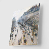 Boulevard Montmartre by Pissaro Acrylic Wall Clock スクエア壁時計 (傾斜)