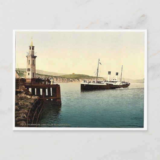 Boullogne boat, Folkestone, Englandの到着珍しい ポストカード (正面)