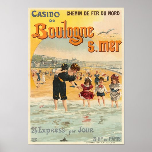 Boulogne sur merフランスヴィンテージポスター1890 ポスター (正面)