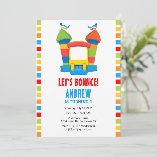Bounce House Birthday Party Invitation 招待状 (スタンド正面)