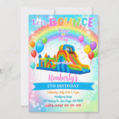 Bounce House Colorful Girl Rainbow Birthday Party 招待状 (正面)