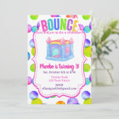 Bounce House Colorful Rainbow Birthday Party  招待状 (スタンド正面)