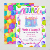 Bounce House Colorful Rainbow Birthday Party  招待状 (正面/裏面)