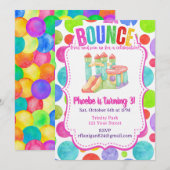 Bounce House Colorful Rainbow Birthday Party  招待状 (正面/裏面)
