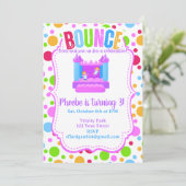 Bounce House Colorful Rainbow Birthday Party  招待状 (スタンド正面)