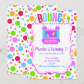 Bounce House Colorful Rainbow Birthday Party  招待状 (正面/裏面)