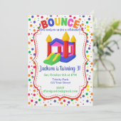 Bounce House Colorful Rainbow Birthday Party  招待状 (スタンド正面)