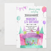 Bounce house girl theme invitation 招待状 (正面/裏面)
