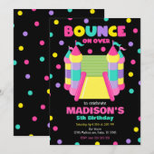 Bounce House Jump Party Girl Birthday 招待状 (正面/裏面)