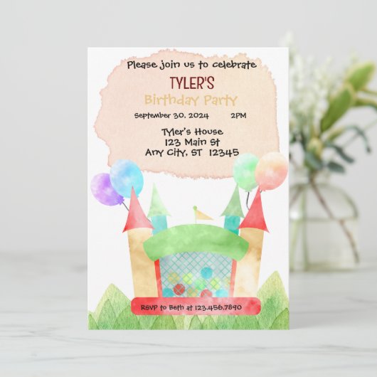 Bouncy House Birthday Party Invitation 招待状 (スタンド正面)