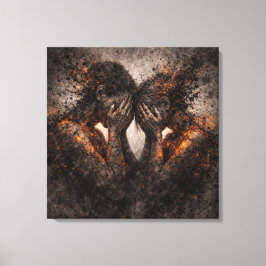 Bound by Fire: A Couple's Shared Struggle キャンバスプリント