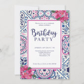 Bounganvilleaとタイル誕生日招待状 シーズンカード (正面)