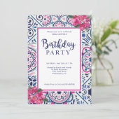 Bounganvilleaとタイル誕生日招待状 シーズンカード (スタンド正面)