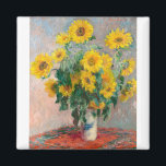 Bouqet of Sunflowers by Claude Monet マグネット<br><div class="desc">オスカー・クロード・モネˈト(UK: /ɒmnegradod,  US: /molodˈ,  mnavor: [kmnnname] 14月1840 - 5 1926年12月14日)は印象派の創始者であり、特に彼の自然として彼の鍵に見られるモダニズムのの原説ののののののののののののののののの画家をののをのである。 彼の長いキャリアの間に、彼は印象派の自然以前の自分の認識の哲学の最も一貫性と多産の開業医であっ表現た、特にプレインエア（屋外）の風景に適用され絵画た。[2] 「印象主義」という用語は、モネとその仲間がサロンの代替品として開始した1874年に展示された彼のインプレッション絵画の、純然たるレバントのタイトルに由来する。モネはノルマンディーのルアーブルで育ち、幼い頃からアウトドアやスケッチに興味を持つようになった。母親のルイーズ・ジュスティン・オーブレ・モネは画家の志を支持したが、父親のクロード・アドルフは失意し、ビジネスの道を歩むよう望んだ。彼は彼の母親と非常に近かったが、彼女は1857年1月に16歳で亡くなり、彼は彼の子供のいない妻を持ったが裕福な叔母マリー・ジャンヌ・レカドルと一緒に住むために送られた。アカデミー・スイスで勉強に進み、学歴の画家チャールズ・グレイの下でオーギュスト・ルノアールの同級生として活動した。初期の作品は風景や海の風景、ポートレートなどだが、ほとんど注目を集めなかった。鍵の初期の影響は、彼をプレインエアの概念に導入したユージェーヌ・ブダン絵画だった。1883年からモネは同じくフランス北部のジヴェルニーに住み、住宅や財産を購入し、睡蓮の池を含む広大な造園プロジェクトを開始した。モネの田舎を描くフランスのという野心は、光の移り変わりや季節の移り変わりを捉えるべく絵画、同じシーンを何度も作り出す手法を生み出した。その中で最高のは、彼の生涯の20年間にわたって絶え間なく彼を占領した彼のシリーズのヘイスタックス(1890-91)、ルーアン大聖堂の絵画(1894)、ギヴェルニーの彼の庭の睡蓮の絵画などが知られている。彼の生涯の間に頻繁に展示され、成功したモネの名声と人気は、彼が世界で最も有名な画家の一人となり、芸術家グループの急成長のためのインスピレーションの源となった20世紀後半に急上昇した。デュラン・ルーエルの以前のモネと同胞の支持が低下し始めると、モネ、ルノアール、ピサロ、シスレー、ポール・セザンヌ、エドガー・デガス、ベルテ・モリソトは独立して作品を発表し、その名の下でモネが形成の主要姿であった画家・彫刻家・彫刻家の無名会を開催した。[12インスパイア][12][15]やや年を取った同世代のピサロとエドゥアール・マネの[41] スタイルや運動との関連を避けるために選ばれたグループは、サロンからの独立と支配的な学問主義への拒絶の中で統一された。[12][42]モネはグループの最も有名な風景画家として評判を得た。[16] 1874年の第1回展では、モネがインプレッション、日の出、ランチョン、ブールバード・デ・カプシネスを展示した[43] 美術評論家のルイ・ラロイ書は、敵対的な評論を行った。Impression、Sunrise(1872)、ルアーブル港の漠然とした描写、文体の迂回路に注目し、「印象主義」という言葉を作り上げた。[15][42]より進歩的な批評家は人生の描写を賞賛した – ルイ・エドモンド・デュランティは彼らのスタイル絵画を「革命の」と呼んだ。[42] 彼はその後インスパイアその名を後悔し信じて、彼等が「その多数は印象派を持たぬ」集団であると云った。[14] 総出席数は三百人と推定される。モネ価格の印象：1000フランで日の出が売れなかった。[44][45][46]展示会は60フランを支払う準備ができている誰にでも開かれ、アーティストは陪審員の干渉なしに作品を展示する機会を開いた。[44][45][46]もう6]サロンにに再反対の18776与え66666666のでに展。[28][47]第3回展では、1877年4月5日厳選された、過去でガレ・サン・ラザレを使って制作したダースの作品7点を1877年4月5日に、彼は初めて「同じ場所の多くの絵画と同期し、その場面と時代性を慎重にに調整した」した。 絵画は批評家に好評を博し、特に列車の発着の仕方を賞賛した[48]。 4回目の展示では、彼の関与はカイロボッテ側の交渉によって行われた。[15] [49][50]モネ、ルノアール、ピサロ、モリソト、セザンヌ、シズリーは実験を行った</div>