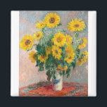 Bouqet of Sunflowers by Claude Monet マグネット<br><div class="desc">オスカー・クロード・モネˈト(UK: /ɒmnegradod,  US: /molodˈ,  mnavor: [kmnnname] 14月1840 - 5 1926年12月14日)は印象派の創始者であり、特に彼の自然として彼の鍵に見られるモダニズムのの原説ののののののののののののののののの画家をののをのである。 彼の長いキャリアの間に、彼は印象派の自然以前の自分の認識の哲学の最も一貫性と多産の開業医であっ表現た、特にプレインエア（屋外）の風景に適用され絵画た。[2] 「印象主義」という用語は、モネとその仲間がサロンの代替品として開始した1874年に展示された彼のインプレッション絵画の、純然たるレバントのタイトルに由来する。モネはノルマンディーのルアーブルで育ち、幼い頃からアウトドアやスケッチに興味を持つようになった。母親のルイーズ・ジュスティン・オーブレ・モネは画家の志を支持したが、父親のクロード・アドルフは失意し、ビジネスの道を歩むよう望んだ。彼は彼の母親と非常に近かったが、彼女は1857年1月に16歳で亡くなり、彼は彼の子供のいない妻を持ったが裕福な叔母マリー・ジャンヌ・レカドルと一緒に住むために送られた。アカデミー・スイスで勉強に進み、学歴の画家チャールズ・グレイの下でオーギュスト・ルノアールの同級生として活動した。初期の作品は風景や海の風景、ポートレートなどだが、ほとんど注目を集めなかった。鍵の初期の影響は、彼をプレインエアの概念に導入したユージェーヌ・ブダン絵画だった。1883年からモネは同じくフランス北部のジヴェルニーに住み、住宅や財産を購入し、睡蓮の池を含む広大な造園プロジェクトを開始した。モネの田舎を描くフランスのという野心は、光の移り変わりや季節の移り変わりを捉えるべく絵画、同じシーンを何度も作り出す手法を生み出した。その中で最高のは、彼の生涯の20年間にわたって絶え間なく彼を占領した彼のシリーズのヘイスタックス(1890-91)、ルーアン大聖堂の絵画(1894)、ギヴェルニーの彼の庭の睡蓮の絵画などが知られている。彼の生涯の間に頻繁に展示され、成功したモネの名声と人気は、彼が世界で最も有名な画家の一人となり、芸術家グループの急成長のためのインスピレーションの源となった20世紀後半に急上昇した。デュラン・ルーエルの以前のモネと同胞の支持が低下し始めると、モネ、ルノアール、ピサロ、シスレー、ポール・セザンヌ、エドガー・デガス、ベルテ・モリソトは独立して作品を発表し、その名の下でモネが形成の主要姿であった画家・彫刻家・彫刻家の無名会を開催した。[12インスパイア][12][15]やや年を取った同世代のピサロとエドゥアール・マネの[41] スタイルや運動との関連を避けるために選ばれたグループは、サロンからの独立と支配的な学問主義への拒絶の中で統一された。[12][42]モネはグループの最も有名な風景画家として評判を得た。[16] 1874年の第1回展では、モネがインプレッション、日の出、ランチョン、ブールバード・デ・カプシネスを展示した[43] 美術評論家のルイ・ラロイ書は、敵対的な評論を行った。Impression、Sunrise(1872)、ルアーブル港の漠然とした描写、文体の迂回路に注目し、「印象主義」という言葉を作り上げた。[15][42]より進歩的な批評家は人生の描写を賞賛した – ルイ・エドモンド・デュランティは彼らのスタイル絵画を「革命の」と呼んだ。[42] 彼はその後インスパイアその名を後悔し信じて、彼等が「その多数は印象派を持たぬ」集団であると云った。[14] 総出席数は三百人と推定される。モネ価格の印象：1000フランで日の出が売れなかった。[44][45][46]展示会は60フランを支払う準備ができている誰にでも開かれ、アーティストは陪審員の干渉なしに作品を展示する機会を開いた。[44][45][46]もう6]サロンにに再反対の18776与え66666666のでに展。[28][47]第3回展では、1877年4月5日厳選された、過去でガレ・サン・ラザレを使って制作したダースの作品7点を1877年4月5日に、彼は初めて「同じ場所の多くの絵画と同期し、その場面と時代性を慎重にに調整した」した。 絵画は批評家に好評を博し、特に列車の発着の仕方を賞賛した[48]。 4回目の展示では、彼の関与はカイロボッテ側の交渉によって行われた。[15] [49][50]モネ、ルノアール、ピサロ、モリソト、セザンヌ、シズリーは実験を行った</div>