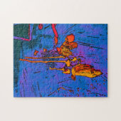 Bouquetパズルfrom Angus World in bue and 金ゴールド ジグソーパズル (横)