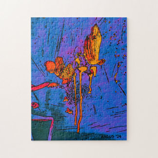 Bouquetパズルfrom Angus World in bue and 金ゴールド ジグソーパズル