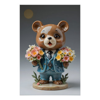 Bouquet Bear Figurine ポスター