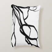 Bouquet Blanc:抽象芸術ホワイト&ブラック アクセントクッション (裏面(縦))