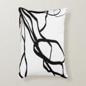 Bouquet Blanc:抽象芸術ホワイト&ブラック アクセントクッション (正面(垂直))