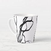 Bouquet Blanc:抽象芸術ホワイト&ブラック カフェラテマグ (左アングル)