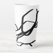 Bouquet Blanc:抽象芸術ホワイト&ブラック カフェラテマグ (正面)