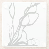 Bouquet Blanc:抽象芸術ホワイト&ブラック ガラスコースター (裏面)