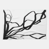 Bouquet Blanc:抽象芸術ホワイト&ブラック キッチンタオル (横)