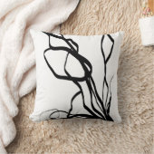 Bouquet Blanc:抽象芸術ホワイト&ブラック クッション (ブランケット)