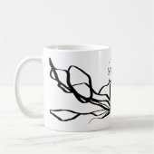 Bouquet Blanc:抽象芸術ホワイト&ブラック コーヒーマグカップ (左)