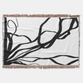 Bouquet Blanc:抽象芸術ホワイト&ブラック スローブランケット (正面)