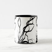 Bouquet Blanc:抽象芸術ホワイト&ブラック ツートーンマグカップ (中央)