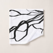 Bouquet Blanc:抽象芸術ホワイト&ブラック バスタオルセット (ウォッシュタオル)