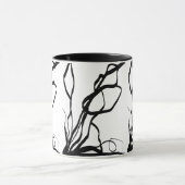 Bouquet Blanc:抽象芸術ホワイト&ブラック マグカップ (中央)
