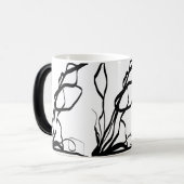 Bouquet Blanc:抽象芸術ホワイト&ブラック モーフィングマグカップ (正面左)