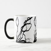 Bouquet Blanc:抽象芸術ホワイト&ブラック モーフィングマグカップ (左)